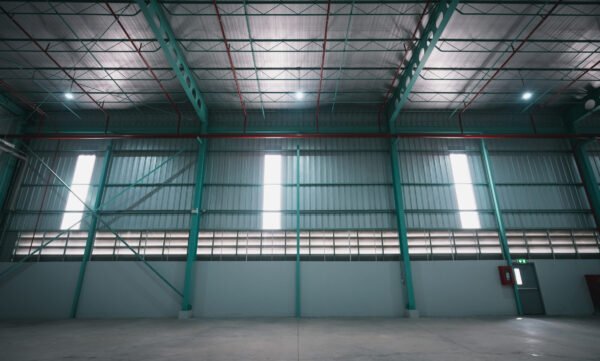 The Interior of empty warehouse clean and empty industrial hall. Industrial and industrial concept.