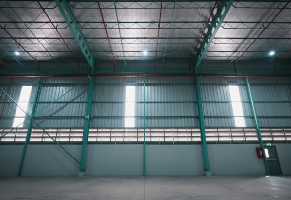 The Interior of empty warehouse clean and empty industrial hall. Industrial and industrial concept.